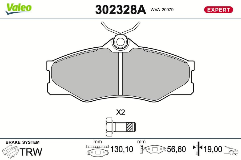 Jogo de 4 pastilhas de travão VALEO ref. 302328A